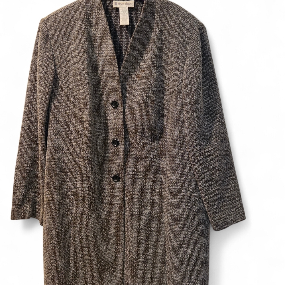 dressbarn Elegant Black & Tan Unlined Duster